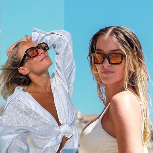 ADE WU Trendy Square Sunglasses for Women Men, Unique Designer Inspired 70s 80s Stylish Square Frame Sun Glasses2