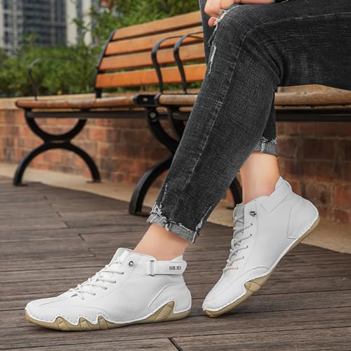 Image of baobeijiadao Men's Beck Shoes Waterproof Non Slip High Top Chukka Boots Handmade Suede Caual Outdoor Sneakers