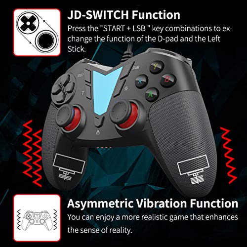 PC Steam Game Controller, IFYOO ONE Pro Wired USB Gaming Gamepad Joystick Compatible with Computer/Laptop(Windows 10/8/7/XP), Android(Phone/Tablet/TV/Box), PS3 - [Black] - Thumbnail 5