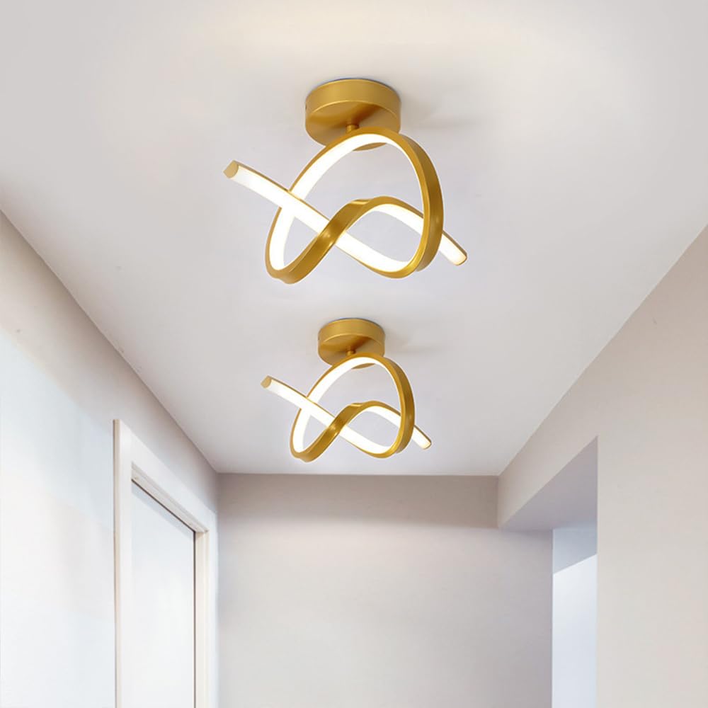 Nowoczesna Sufitowa Led 50 W, Oprawa Sufitowa, Pierścień, Półpłaska, Sufitowa, Złoty Metalowy Żyrandol, Lampy Sufitowe Do Korytarza, Ganku, Przedpokoju