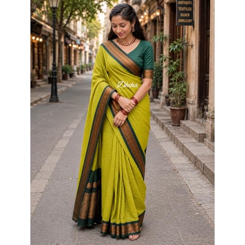 Image of Gadwal Cotton Silk Checked Saree for Women | Pure Kalyani Cotton Checked Saree with Zari Border Tassels & Blouse | Kanjivaram Linen Silk | Handloom Weave