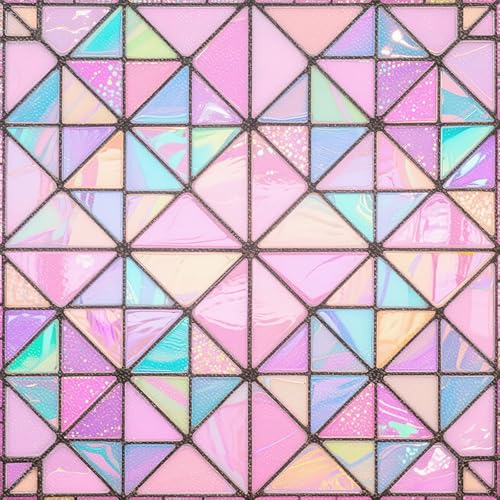 HOMETITUTE 10PCS 12x12 Inch Iridescent Pink Purple Geometric Textured Flat