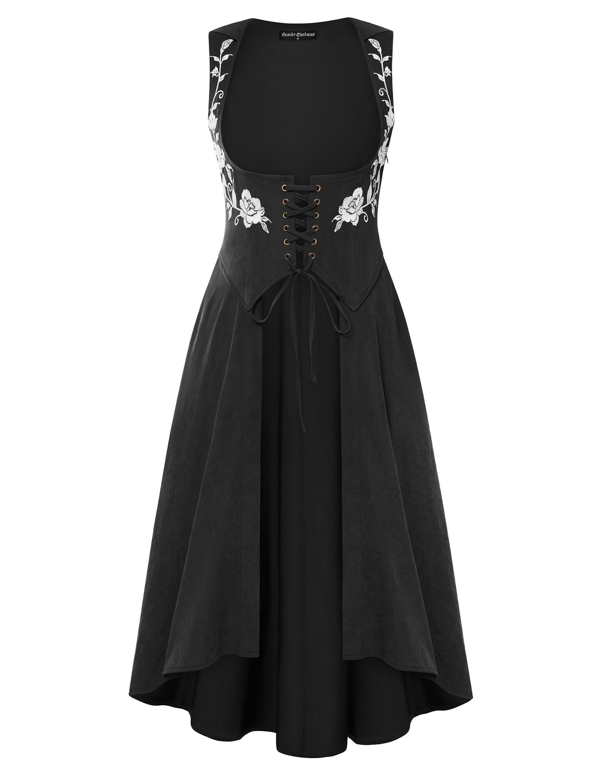 Scarlet Darkness Renaissance Hood Dress for Women Medieval Costume Underbust Pirate Dresses with Pockets, Black, Medium โ image 1