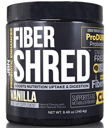Fiber Shred Dietary Fiber Supplement from JBN - 30 Servings - with Probiotics | Acetyl L-Carnitine | CLA | Fibersol - Promotes Fat Burning - Boosts Immune System | Ships Fast and Free (Vanilla)