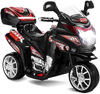 COSTWAY Kids Electric Motorbike, 6V Battery Powered Ride on Motorcycle with Horn, Music, Headlights and Storage Box, 3 Wheels Vehicle for Boys Girls (Black)