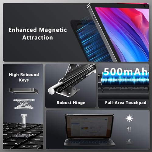 Image of MICROWARE Magentic Keyboard for Samsung Galaxy Tab S9 FE 10.9 inch, Tab S9 /S8 /S7 11 inch, Backlit Wireless Bluetooth Magic Keyboard Case Cover Stand Multi-Touc Trackpad. (Magical, S9 11 inch)