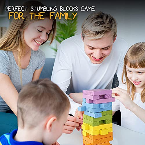 Image of PLUSPOINT 48 Pcs Colourful Wooden Blocks Indoor Balancing & Building Game, Montessori Wooden Toys, Kids Activity Tower Block for Cognitive Development & Fun Family Game Gift for Kids and Adults