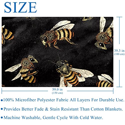 Couverture chaude et douce lit 150x100 cm imprimé abeilles