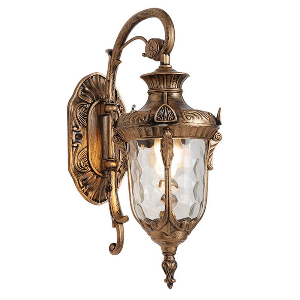 OZBMA European Style Retro Wall Sconce Lighting Fixture Oil Rubbed Bronze Outdoor Lamp with Gooseneck Waterproof Mount Outside Light Anti-Rust Lantern for House Entryway (Brass 62cm/24.2in)