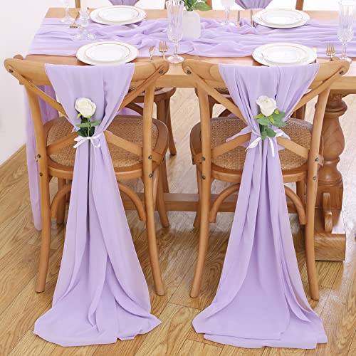 10Ft Chiffon Table Runners Pack Of 10 Light Purple Gauze Table Swags Bridal Shower Party Sheer Cake Table Fabric For Reception Tables #TOP3