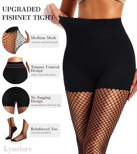 Fishnet Stockings for Women Black Fishnet Tights Control Top Pantyhose Hight Waist Shapewear Leggings4
