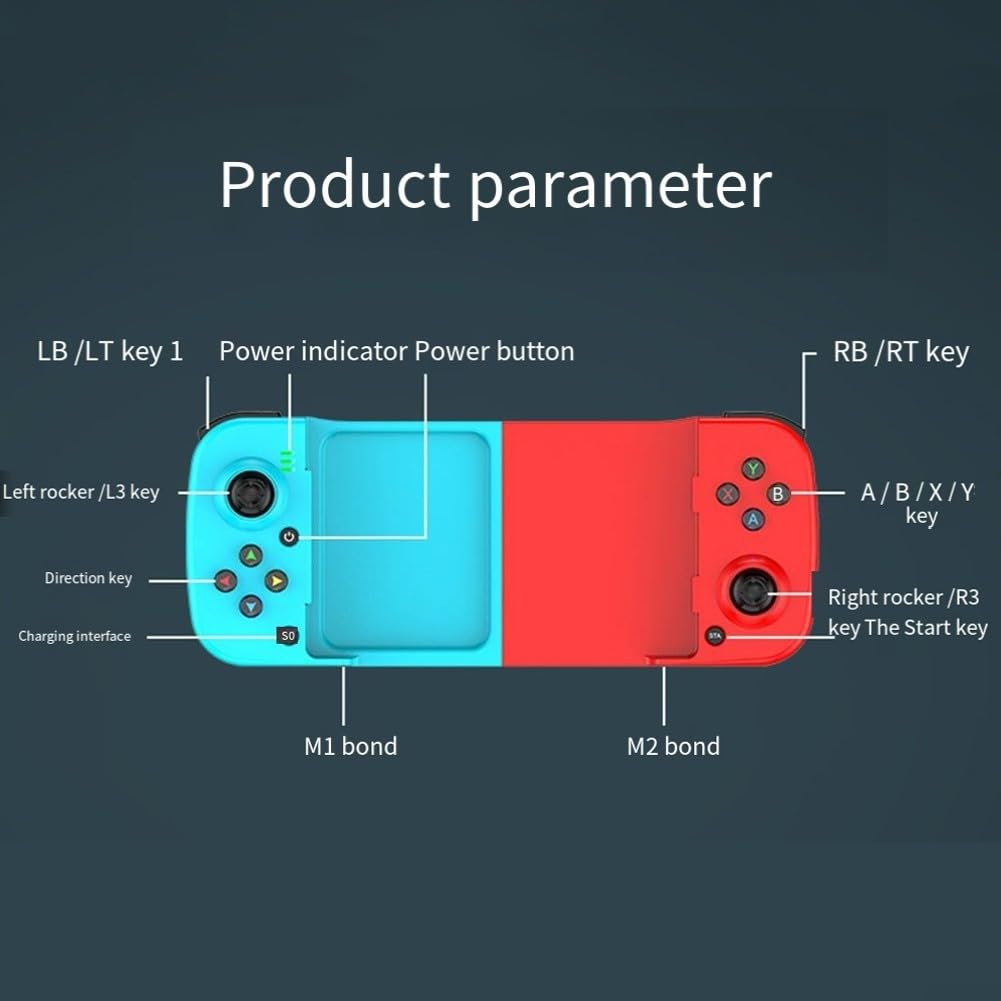 Hasaller D3 Controller di gioco telescopico wireless per Android Switch Steam PC con batteria da 400 mAh e morsetto regolabile per telefono da 135-173 mm (rosa)