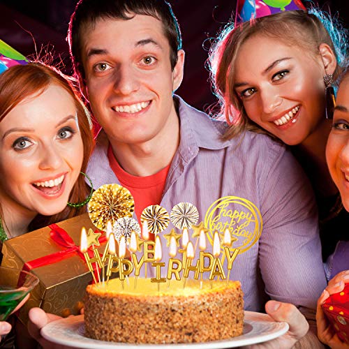 image for Boao Birthday Cake Topper Set Happy Birthday Cupcake Topper Letters Ca