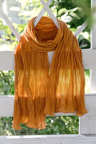 Soft Natural Cotton Scarf Wrinkle Fashion Wrap For Women & Men Breathable Material (Mango) #TOP2