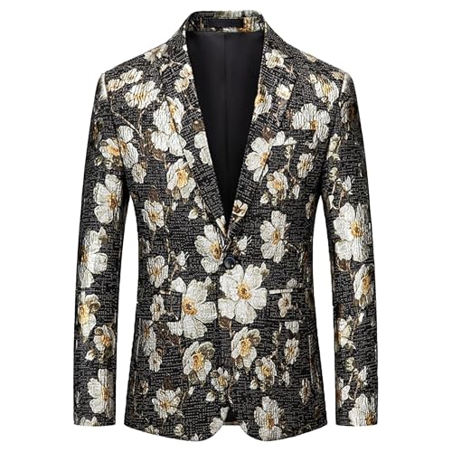 Blazer à un bouton pour homme avec motif floral chic pour soirée