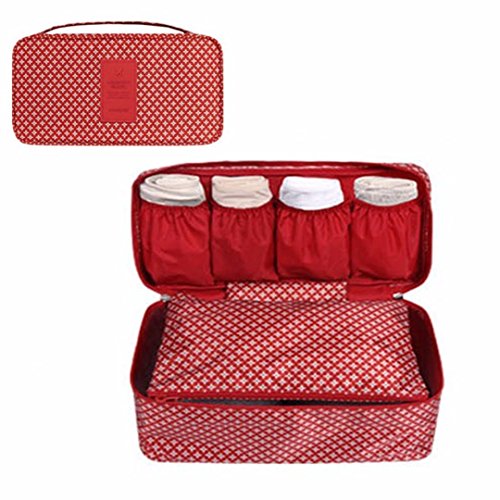 Preisvergleich Produktbild Gossip Boy Multifunktionale Unterwäsche-Aufbewahrungstasche für BH und Höschen, Schubladenteiler, Schrankbeutel, Organizer, tragbare Reise-Kosmetiktasche, rot