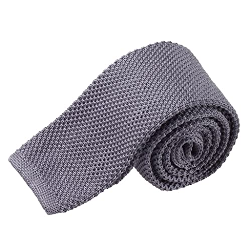 DYNWAVE Adulto Unissex Gravata Masculina Malha Gravata Sólida Tricô 146Cm, Cinza Escuro, Como Descri