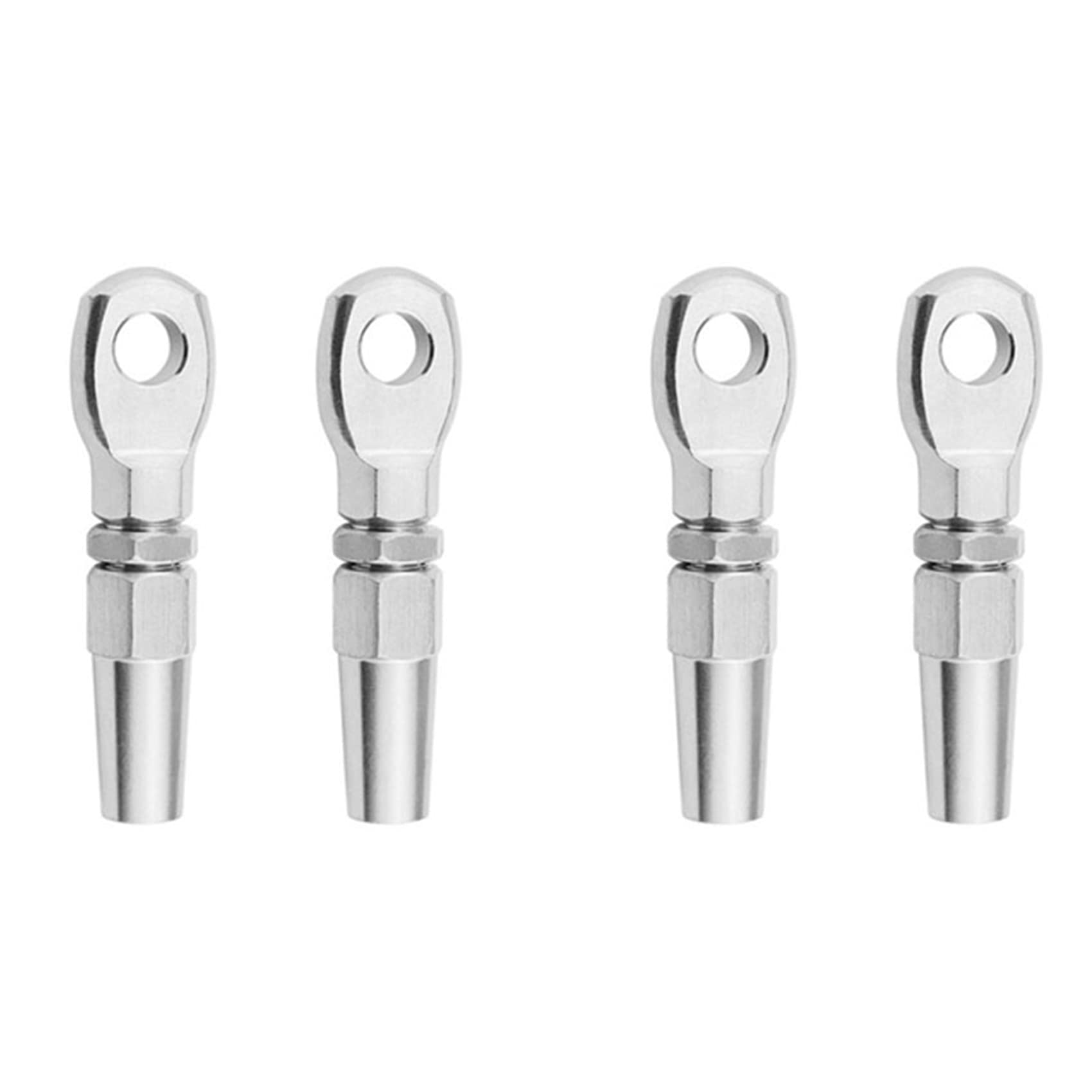 Jnchdghwa Silver 4Pcs Marine Grade 316 Stainless Steel Swageless Eye Terminal Wire Cable Rope Diy Fitting Rigging Hardware Balustrade Kit