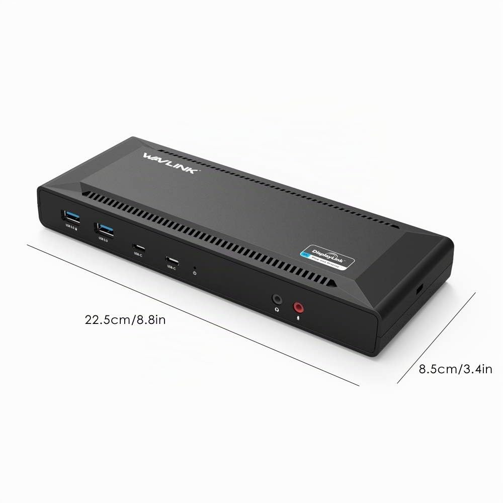 WAVLINK Station d'accueil Universelle USB C 60 W - Prend en Charge Les Sorties vidéo Double 4K (DisplayPort et HDMI, Gigabit Ethernet, Audio Out et Mic in, 4 Ports USB 3.0 et 2 Ports USB C)