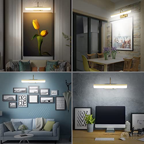 Ralbay Gold Battery Operated Picture Light 15.7" Modern Led Dimmable Picture Light With Remote Control Painting Light, 3 Lighting Modes, Rechargeable Battery Pictures Light #TOP6