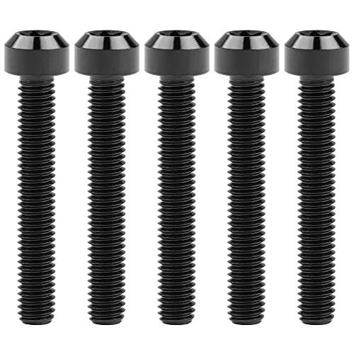 Image of Titanium Torx Square Head M6 x 10 15 20 25 30 35 40 45 50 60 65 70 80mm Screw Pack of 5 (Black, M6x40mm)