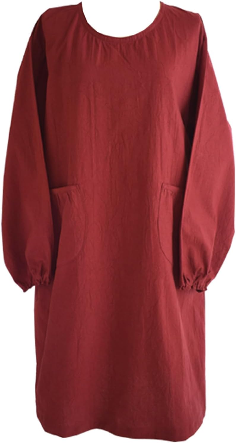 [ベリーベリー] お尻が隠れる割ぽう着 かぶり割烹着 無地 日本製 おしゃれ レディース