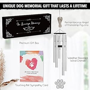 Angel Pet Memorial Wind Chime for Dogs – 34″ Dog Memorial Wind Chime for Loss of Dog, Condolences for Loss of Pet Sympathy Gift, in Memory of Dog Remembrance Gift, Pet Memorial Gifts