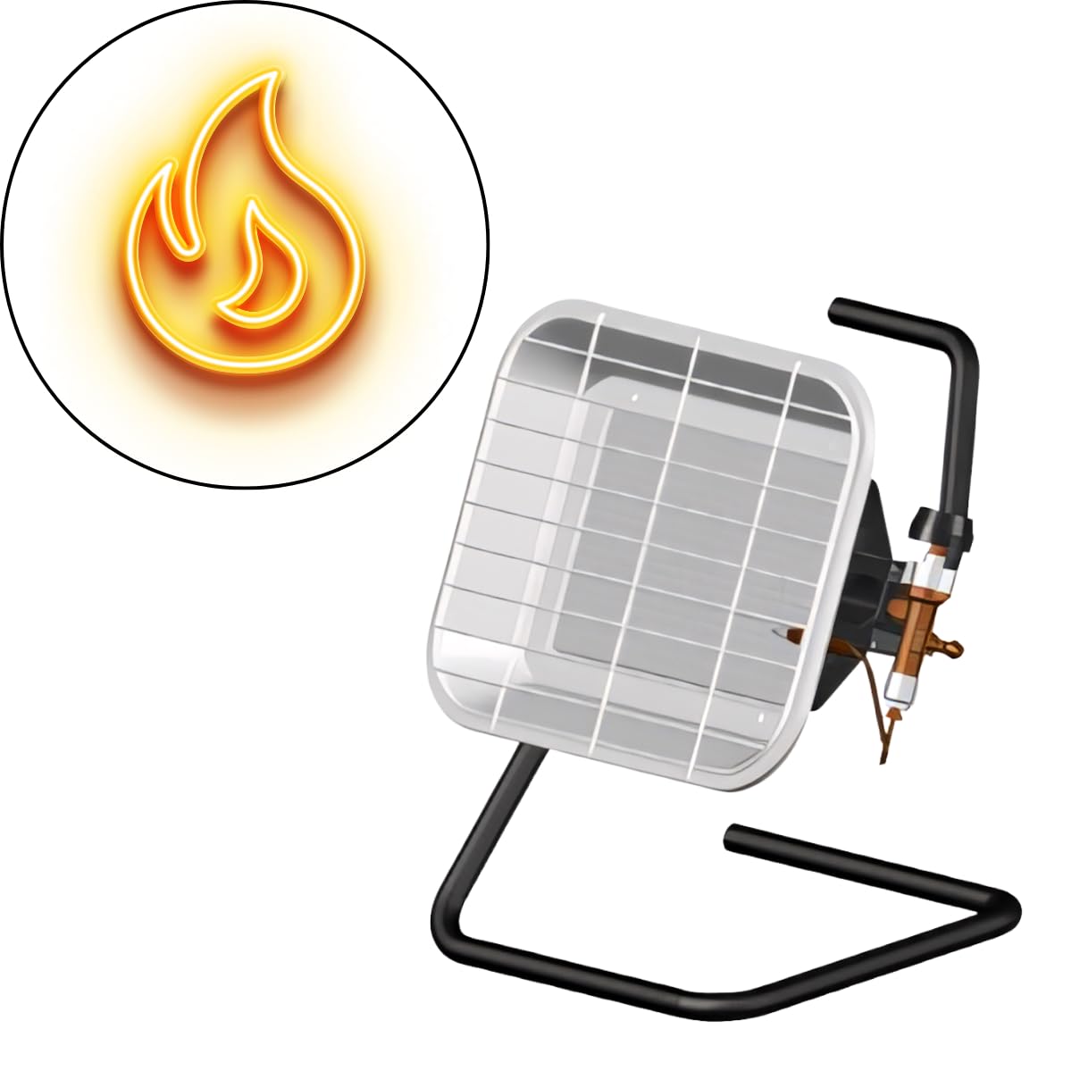Gasheizer 4,5 kW Mobil – LPG Infrarot Heizstrahler mit 2 Keramikbrennern, ODS Sicherheitssystem, Druckregler & 70 cm Gasschlauch – Propangas Standheizer für Terrasse, Werkstatt & Lager