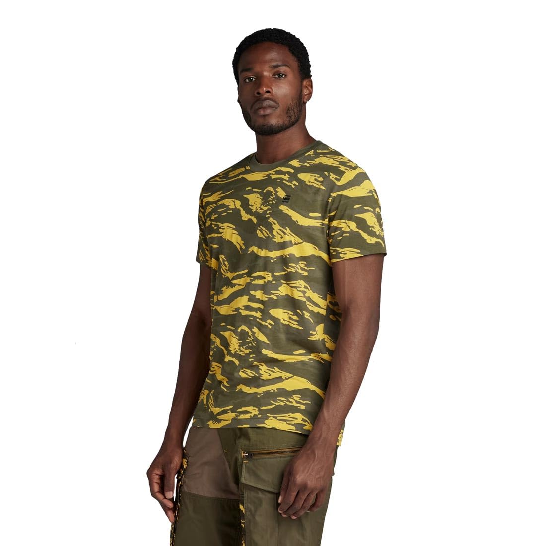 G-Star Men's Tiger Camo T-Shirt, Multicolor (dk lemon tiger camo D24421-C334-G394), M