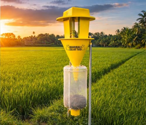 Image of Chipku Bahubali Solar Insect Light Trap for Farming | UV 365nm & Yellow LED | Chemical-Free Pest Control | Auto ON /Off | 2.5 Acre Coverage