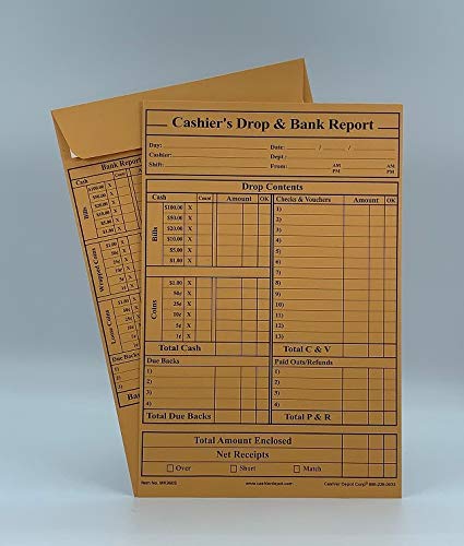 500 Cashier Depot MK960S Cashier's Drop & Bank Report Envelopes, 6" x 9", Peel & Seal, Open End, Premium 28lb Kraft, 500/Box