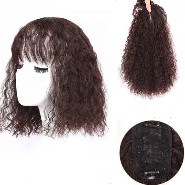 HairTopper Toupee Hairpiece Fibra Sintética OnduladoRecto En Flequillos Flequillo Cuero Cabelludo Superior Cierres Horquillas para Hombres y Mujeres