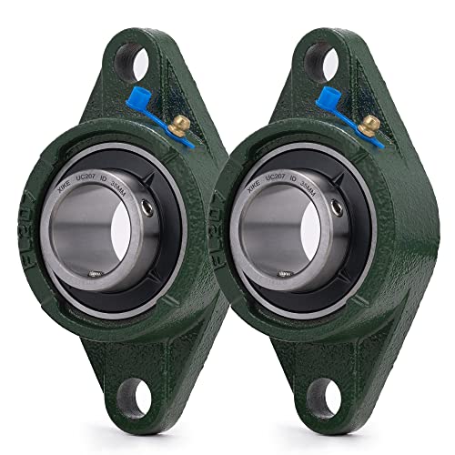 Image of XIKE 2 Pcs UCFL207 Bore 35 mm Pillow Block Flange Mounted Ball Bearings. | Solid Cast Iron Base and Self Aligning Chrome Steel Sealed Bearings