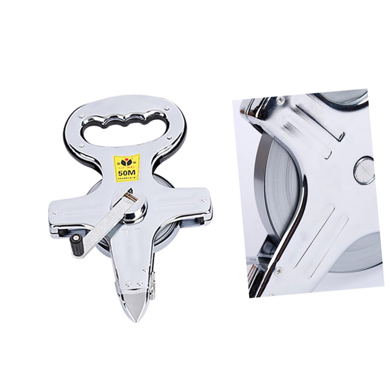 OSALADI 50m Ruban à Mesurer Rétractable Règle Acier Inoxydable Ruban De Construction Avec Broche Plaquée Et Ceinture Résistante