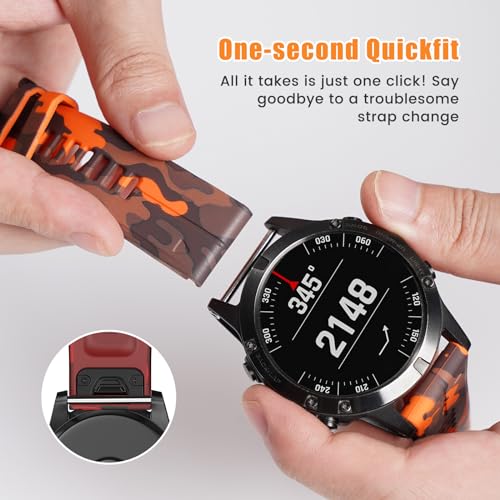 Compatible with Garmin Fenix 6X Pro/7X Pro/7X/6X/5X/5X Plus/3/3 HR Strap, 26mm Quickfit Strap for Descent MK1/Mk2/Mk2i, D2 Delta PX, Enduro 2, Tactix Delta - Image 4