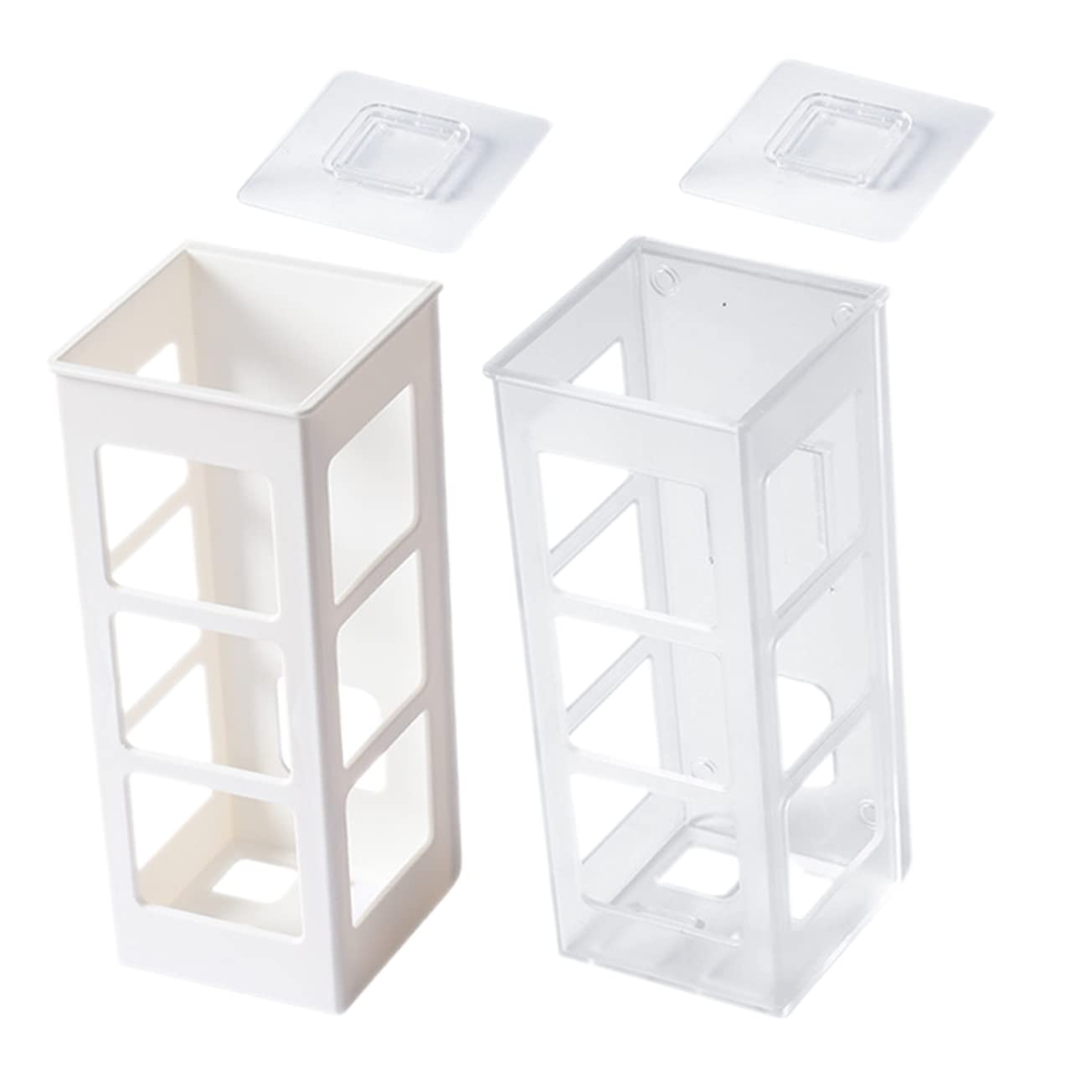 Happyyami 2pcs Hair Dryer Holder Wall-Mounted Curling Iron Storage Box No Drilling Hair Tool Organizer Blow Dryer Stand Space-Saving Bathroom Organizer