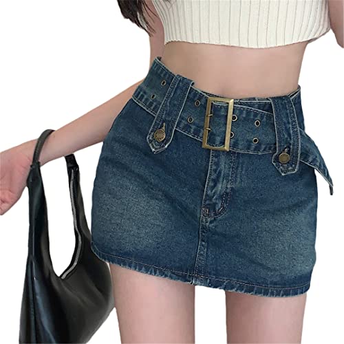Mini jupe en jean taille haute bleu denim vêtements mode femme taille 36