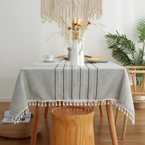 Nappe rectangle anti tache lavable 100x160cm Beydodo blanche à rayures - 2