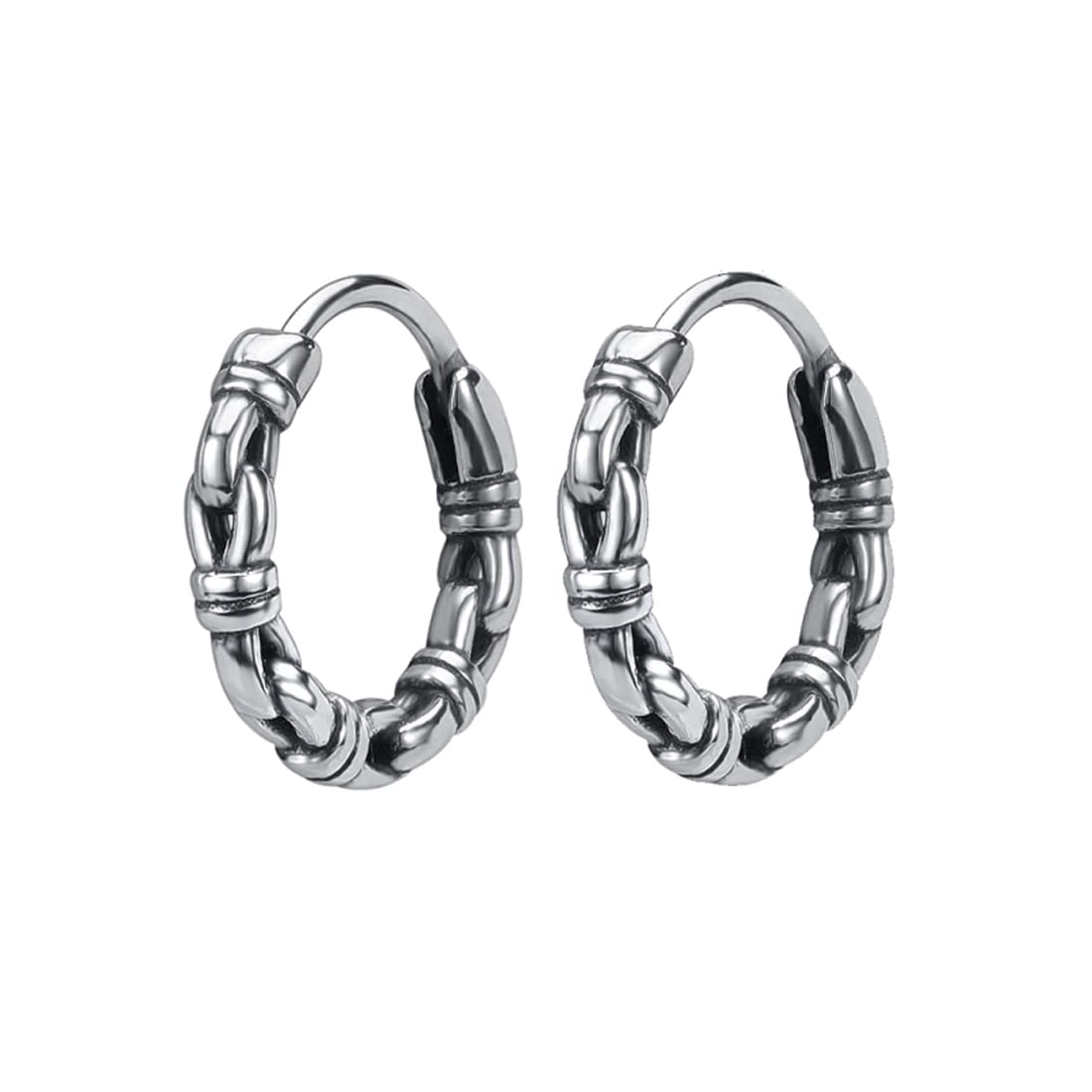 Yellow Chimes Stainless Steel Silver Bali Hoop Earrings for Men and Women