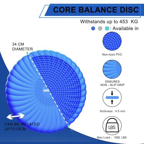 Image of Wobble Cushion Core Balance Disc, Wiggle Seat for Sensory Kids to Stay Focused, Non-slip Balance Pads with Inflation Pump for Physical Therapy & Core Strength