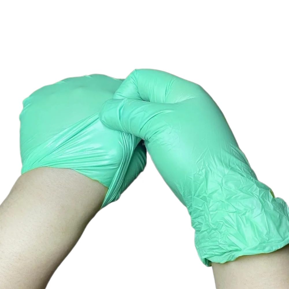20-100 pezzi Guanti monouso in nitrile verde senza lattice for tinture for capelli, permanente, for la pulizia, cucina, il bagno, preparazione del cibo, cura dei tatuaggi(100pcs,XXL)