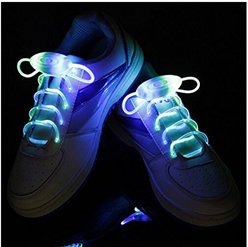 jellbaby LED Tricks Schnürsenkel Blinken Schnürsenkel für Disco Party Night Running 1u00a0Paar blau / grün