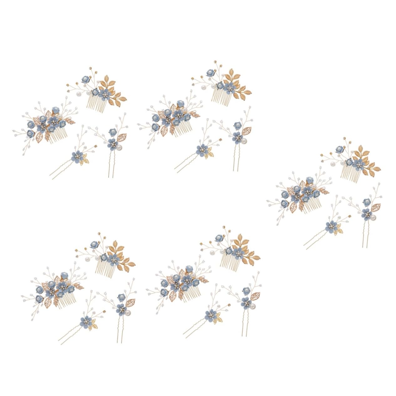 Baluue 20stücke Teiliges Haarschmuck-set Für Braut Handgefertigte Blumen-haarkämme Mit Kristallen Für Hochzeiten Und Besondere Anlässe Blau