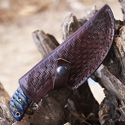 Lh Limassol 8 Inch Fixed Blade Custom Handmade Damascus Steel Gut Hook Knife/Hunting Knife/Skinner Knife/Gut Hook Knife Leather Sheath thumb #6