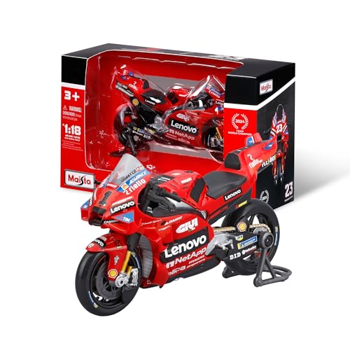 Maisto - Ducati Lenovo Team 2024 Bagnaia #1, Escala 1:18, Moto Diecast de Colección con Detalles Realistas, Licencia Oficial Ducati, Réplica MotoGP Francesco Bagnaia, Edad Recomendada 3+ Años