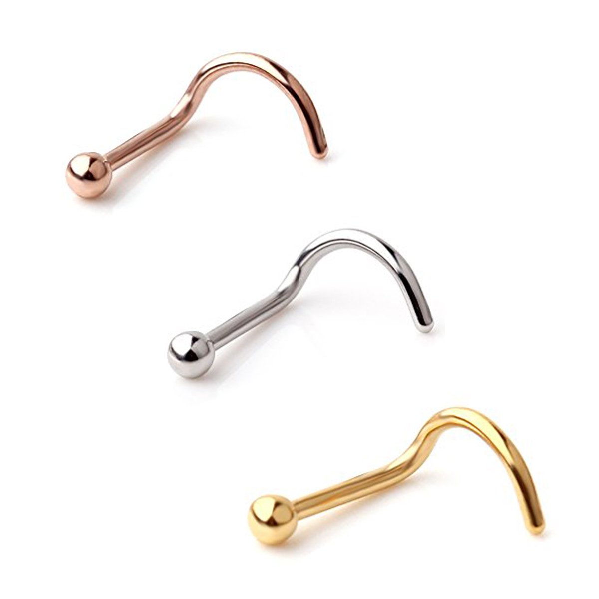 Peenzone 92.5-925 Sterling Silver Gold Rose Gold Nose Pin Combo Set for Women Girls (B075N7R6ZX) Amazon Price History, Amazon Price Tracker