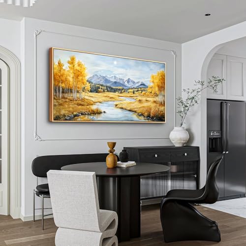 ERQINHUA Large Canvas Wall Art For Living Room Wall Decorations For Bedroom Pastoral Yellow Landscape Wood Framed Farmhouse Restaurant Wall Pictures Print Artwork Ready To Hang Home Decor 24"X48"