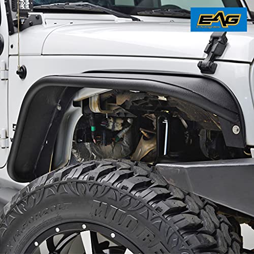 Eag Jk Front Fender Flares Mud Guards 2Pcs Fit For 07-18 Wrangler Jk Edge Steel Tube Style #TOP5