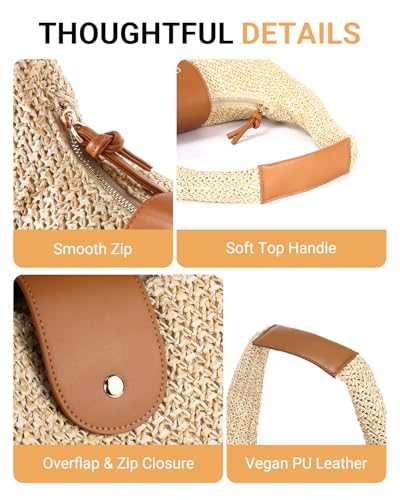 Bolso tejido de paja estilo hobo para mujer miniatura 6