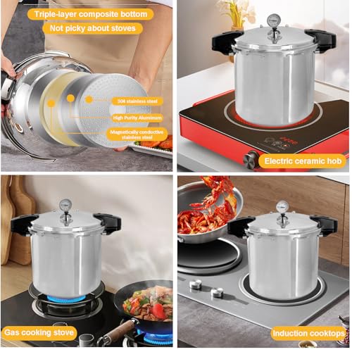 Image of 24 qt Pressure Canner with Gauge[14.5 PSI],with Canning Supplies 7 pc set,large pressure cooker for canning, its a great helper for both households and businesses used to make canned food